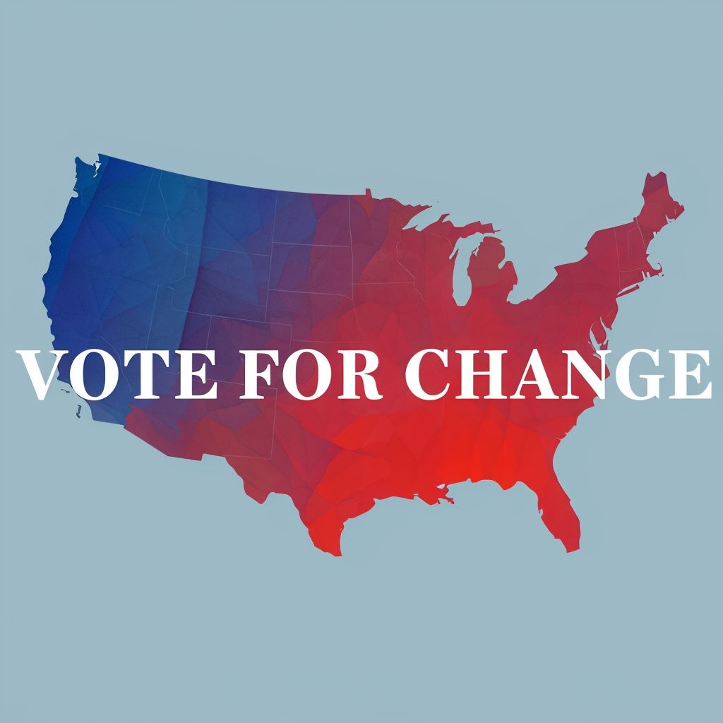 Vote for Change Gradient USA Outline Art