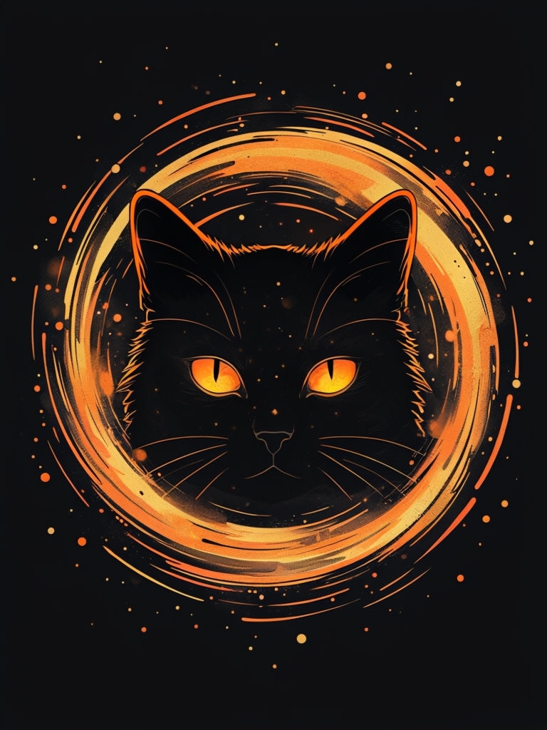 Glowing Cat Head with Cosmic Swirls T-Shirt