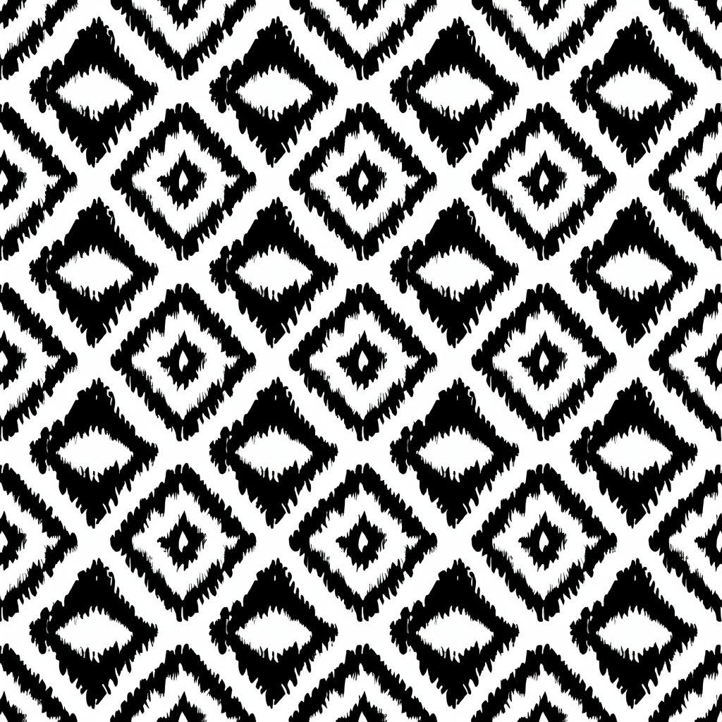 Intricate Black and White Ikat Design Seamless Pattern