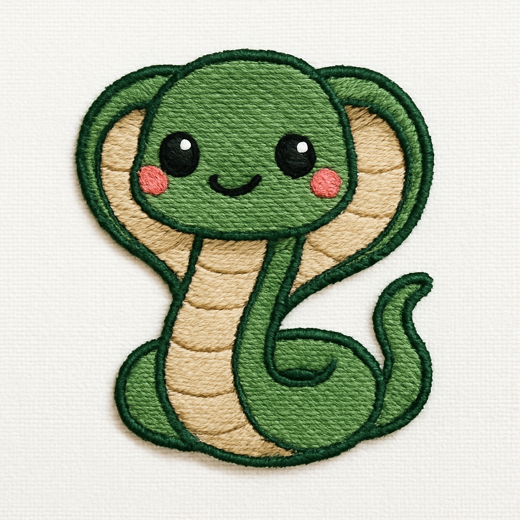 Cute Cartoon Snake Embroidered Patch Design for Hats