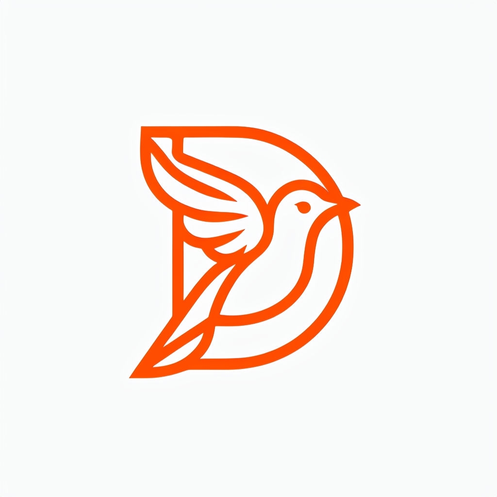 Elegant Minimalist Bird in D Logo Design for Modern Branding Monogram