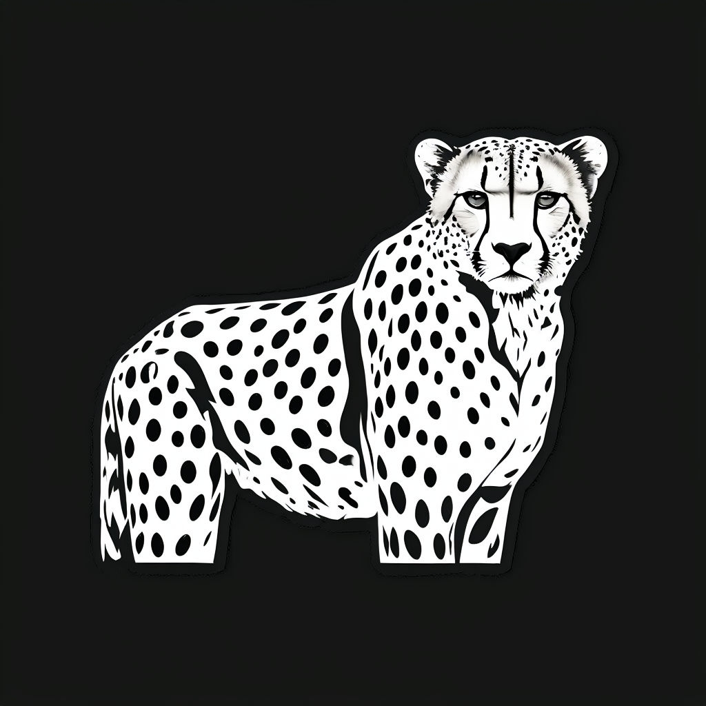 Minimalist White Cheetah Illustration on Black Background T-shirt