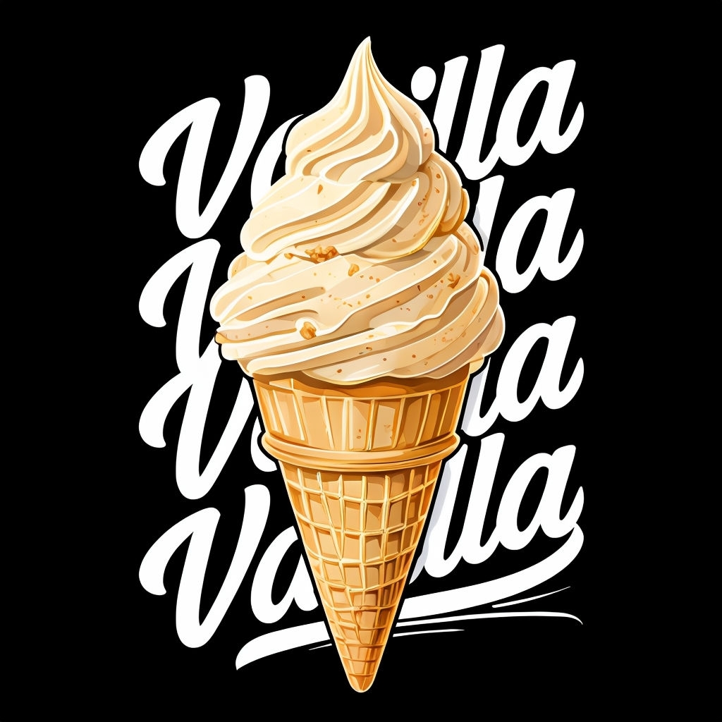 Delicious Vanilla Ice Cream Cone Illustration T-Shirt