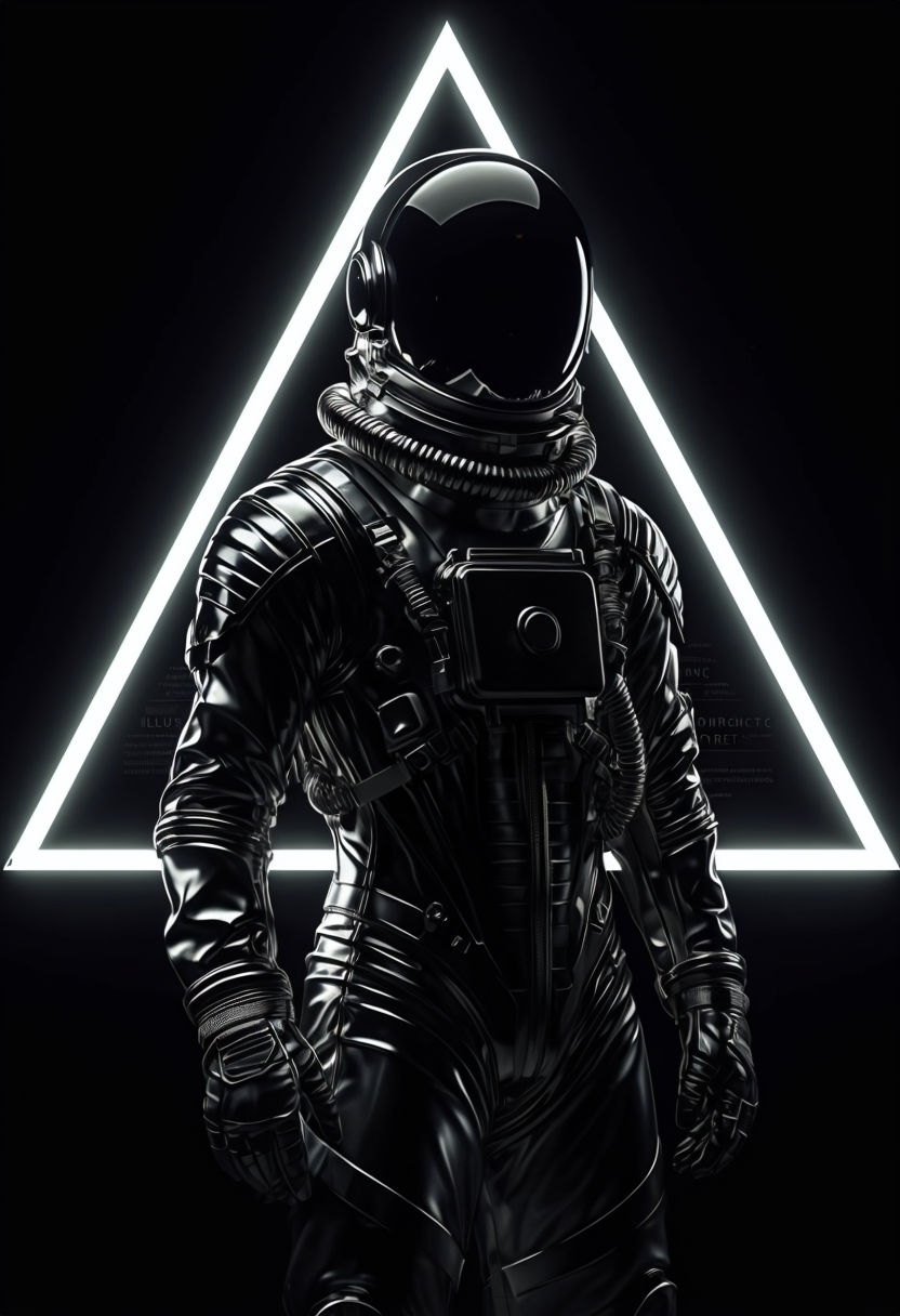 Hyperrealistic Astronaut in Glossy Black Spacesuit Art