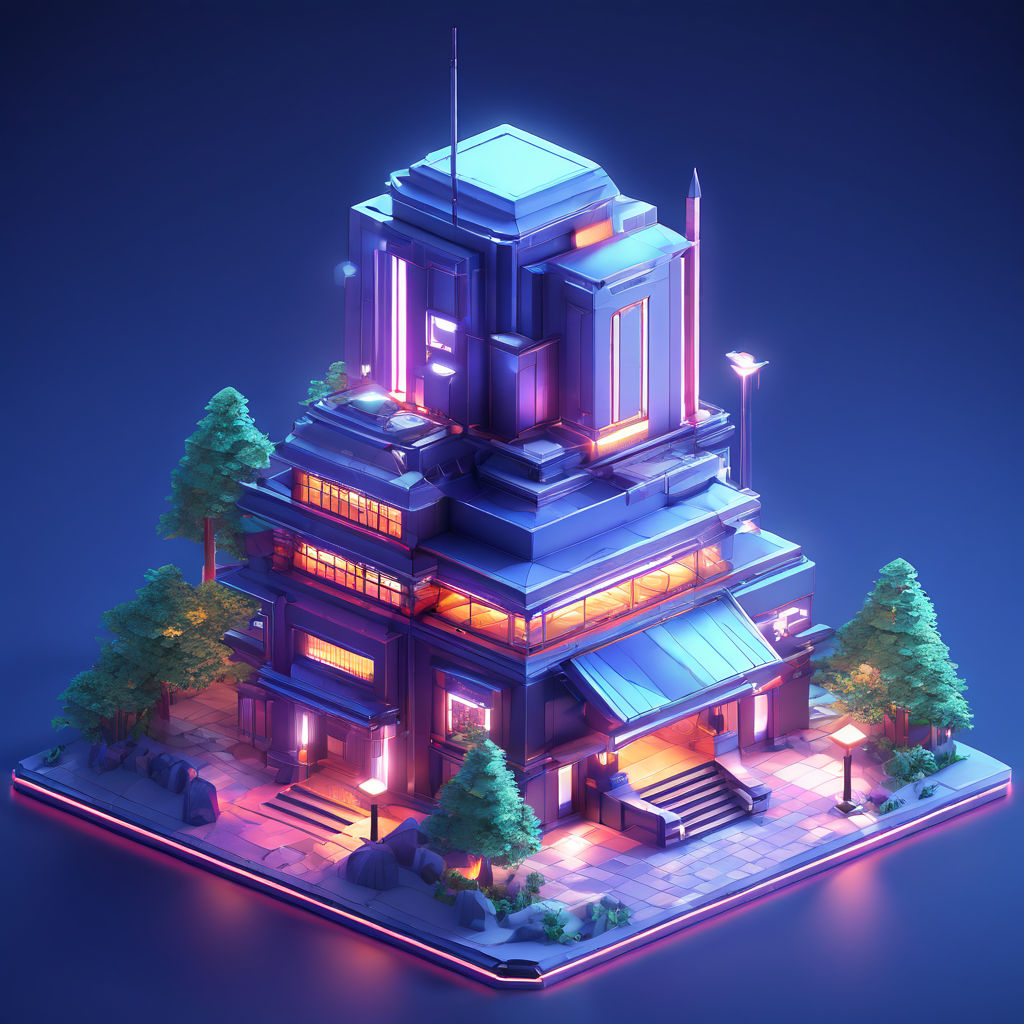 Isometric low poly architecture rendered in 3D by 문현주 - Playground
