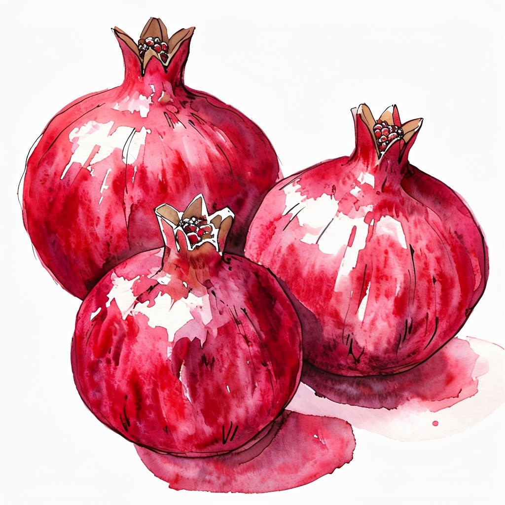Vibrant Watercolor Pomegranate Fruits Illustration Mug