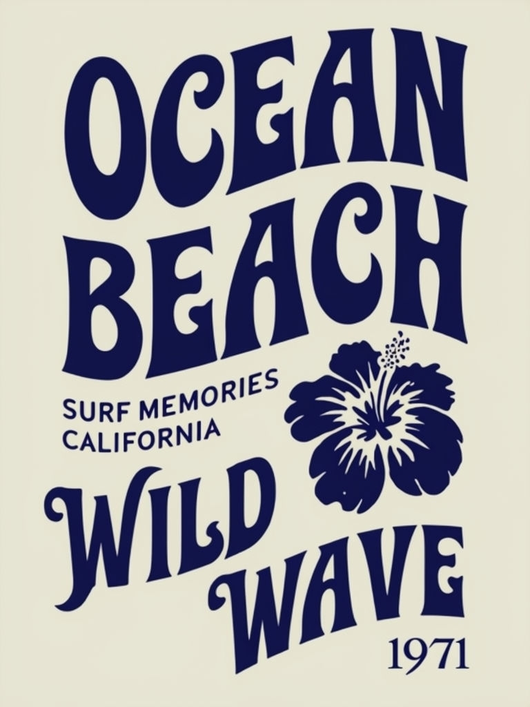 Retro Ocean Beach Surf Memories T-Shirt with Hibiscus Design