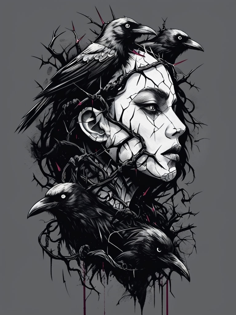 Porcelain Thorn Dark Fantasy Gothic T-Shirt