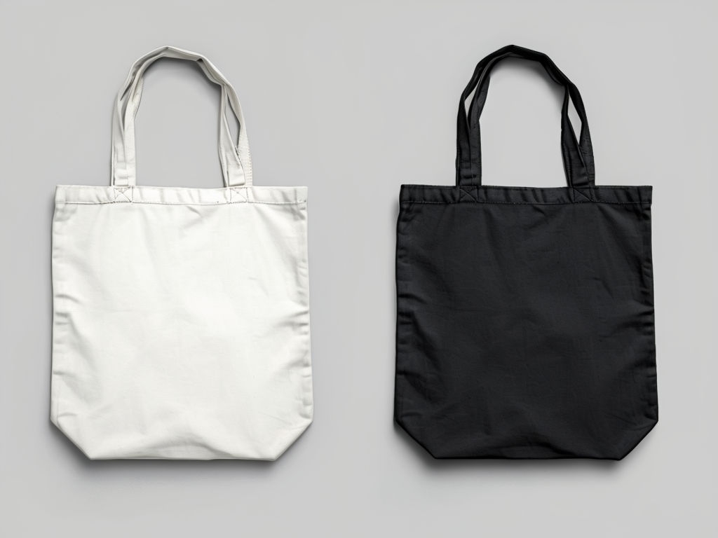 Minimalist Black and White Tote Bags Mockup Display