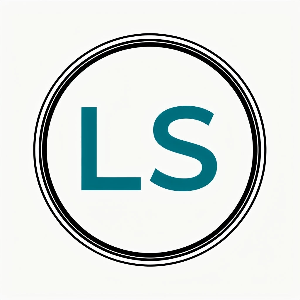 Minimalist Deep Teal LS Monogram in Black Circle Frame Sticker