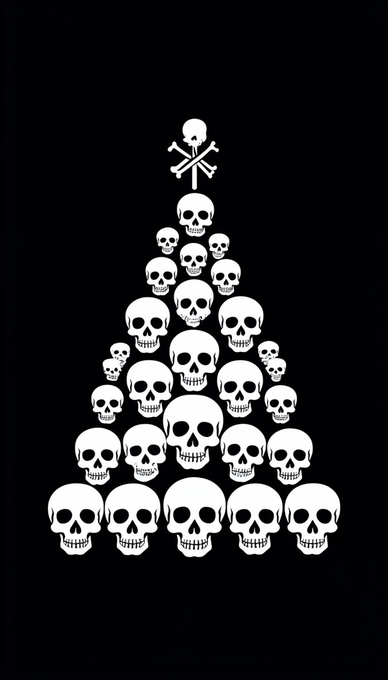 Unique Skull Christmas Tree Graphic for Dark Aesthetic Mobile Wallpaper