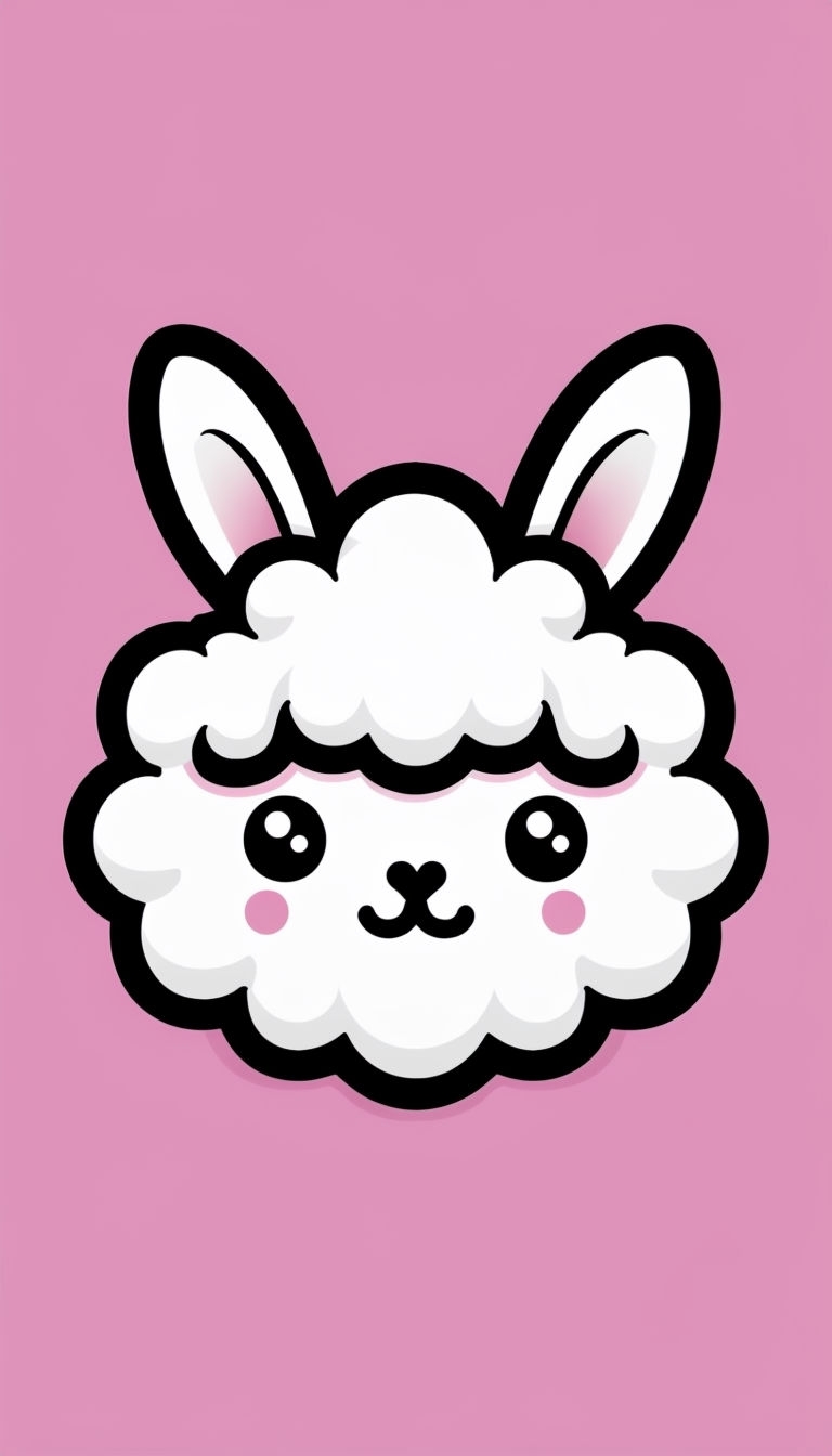 Kawaii Cartoon Bunny Face Illustration on Pink Phone Case Cover