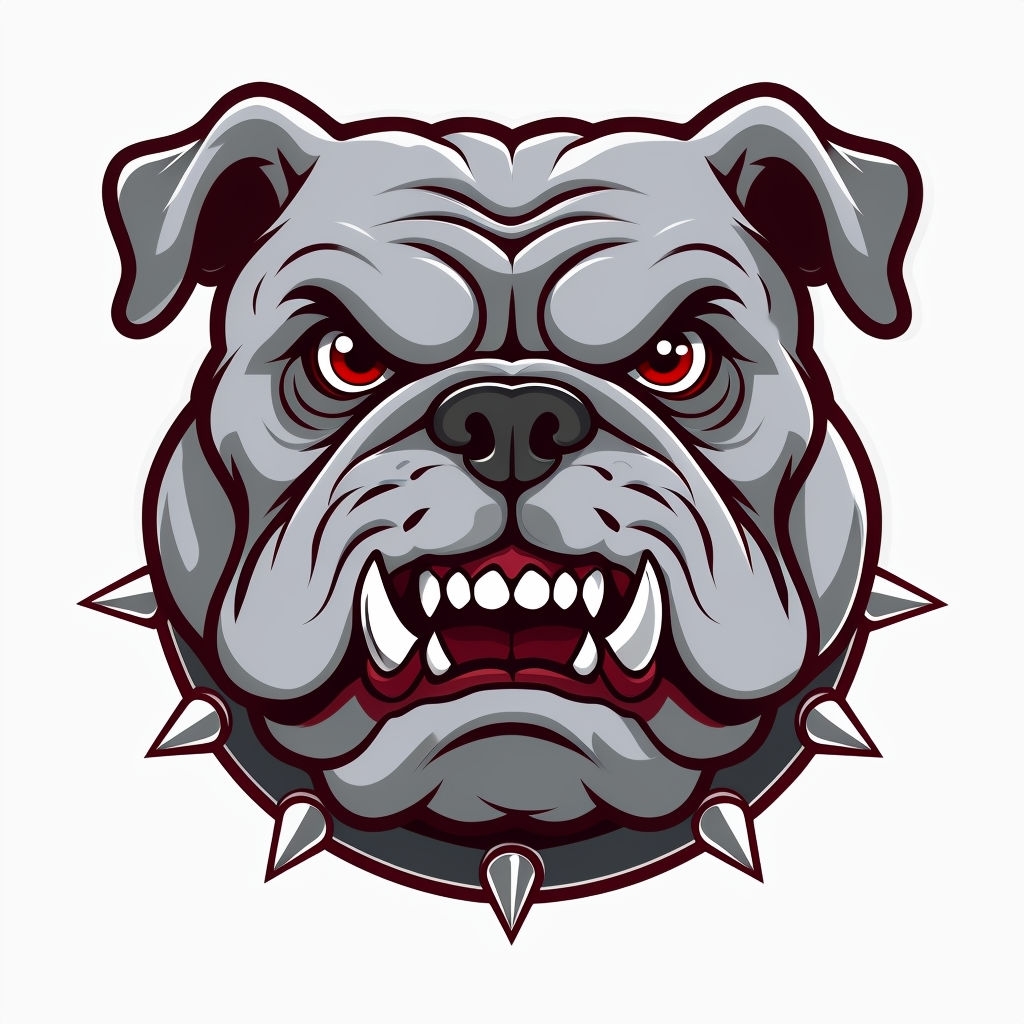 Fierce Bulldog Face Cartoon Illustration for Hat Design