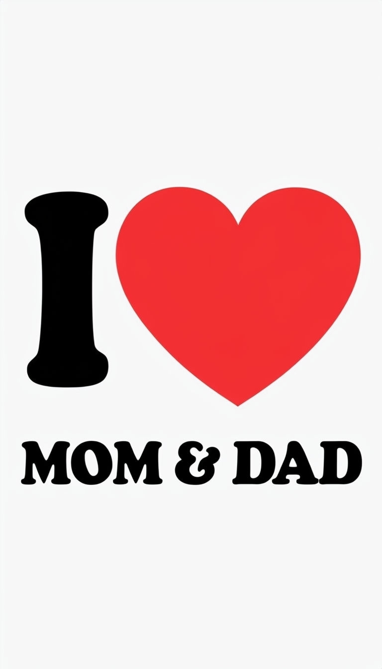 Minimalist Love Design with I Heart MOM & DAD Background Mobile Wallpaper