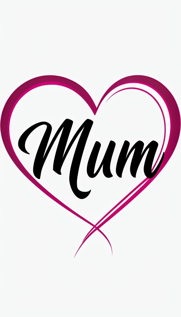 Elegant 'Mum' Heart Design with Cursive Script Phone Case Cover