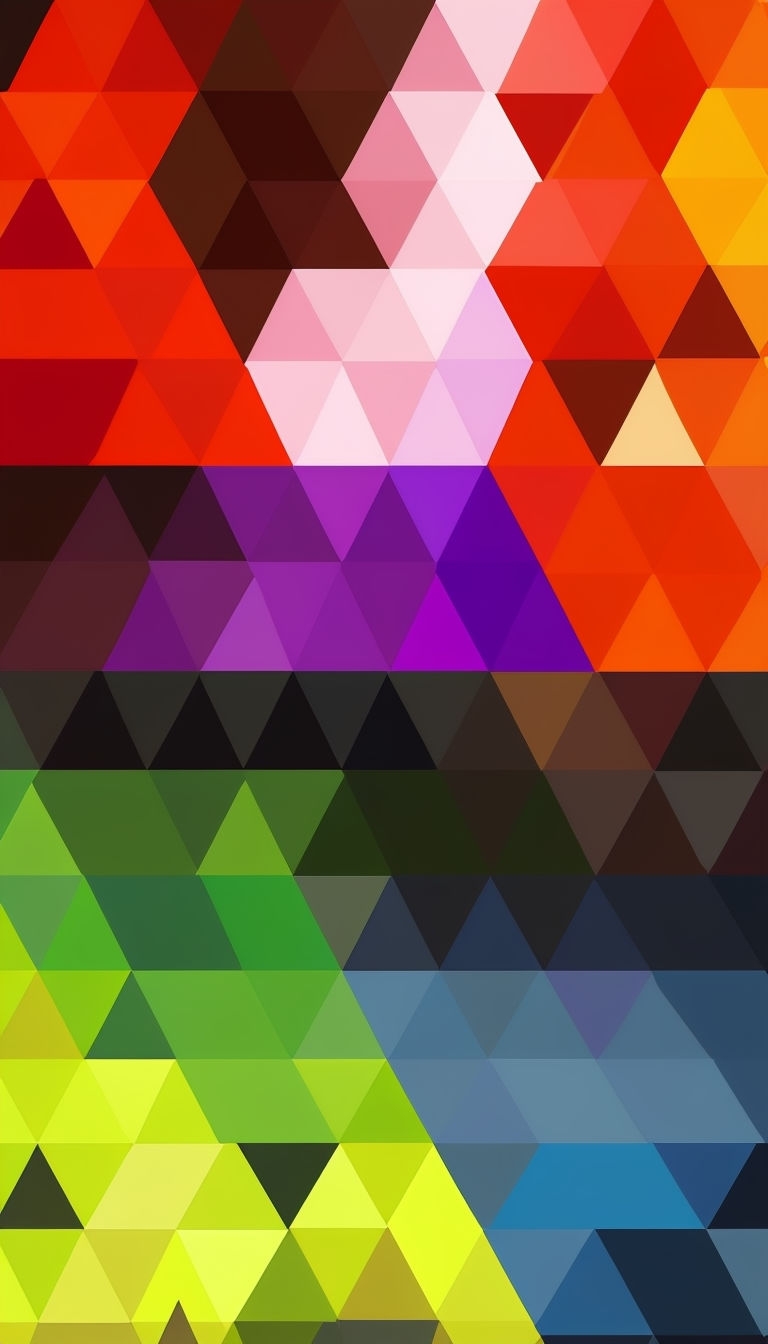 Vibrant Geometric Triangle Pattern in Bright Colors Mobile Wallpaper