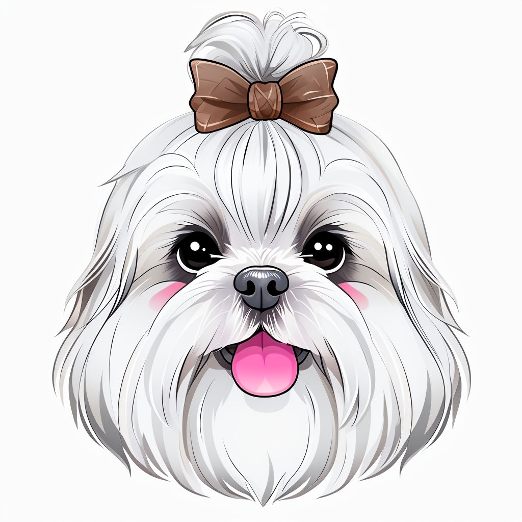 Playful Cartoon Shih Tzu Dog Face Illustration Mug