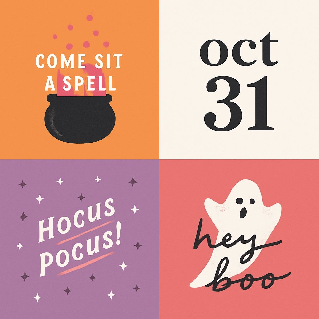 Vibrant Halloween-Themed Graphic Design Quadrant Sticker