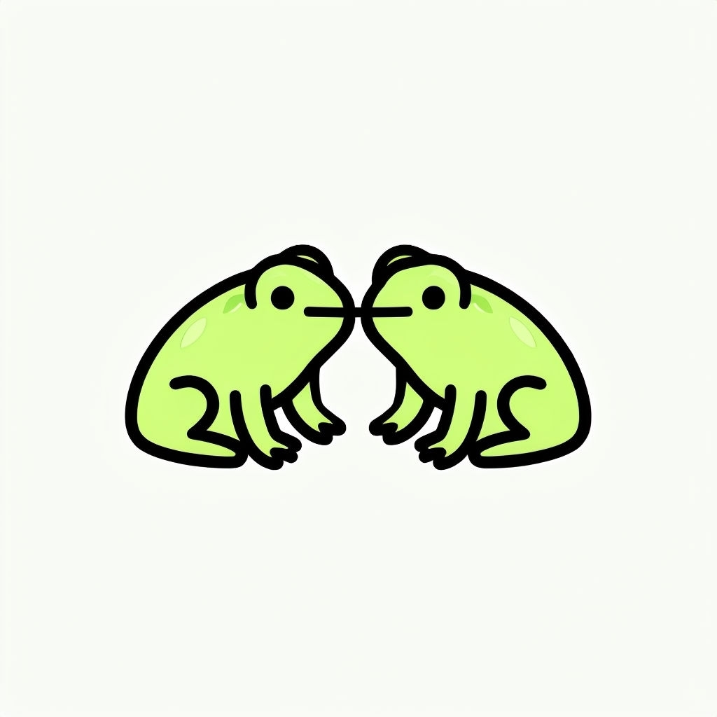 Playful Lime Green Frogs Kissing Minimalist Illustration T-shirt