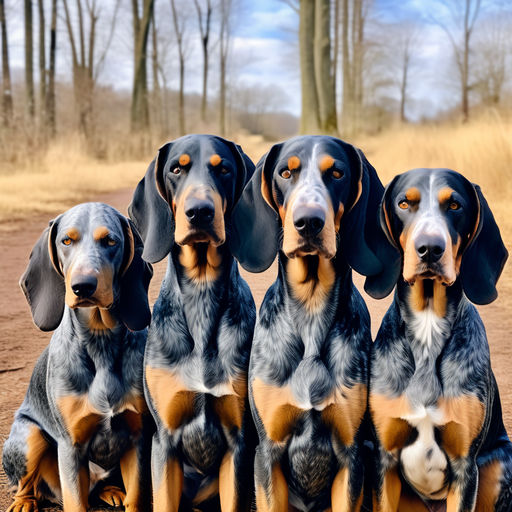 4 long eared blue tick coonhounds by melanie.shipley@yahoo.com - Playground