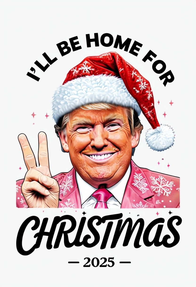 Whimsical Trump Santa Hat Christmas 2025 T-Shirt