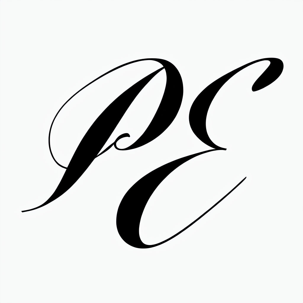 Elegant Blue Calligraphic PE Monogram Design Sticker