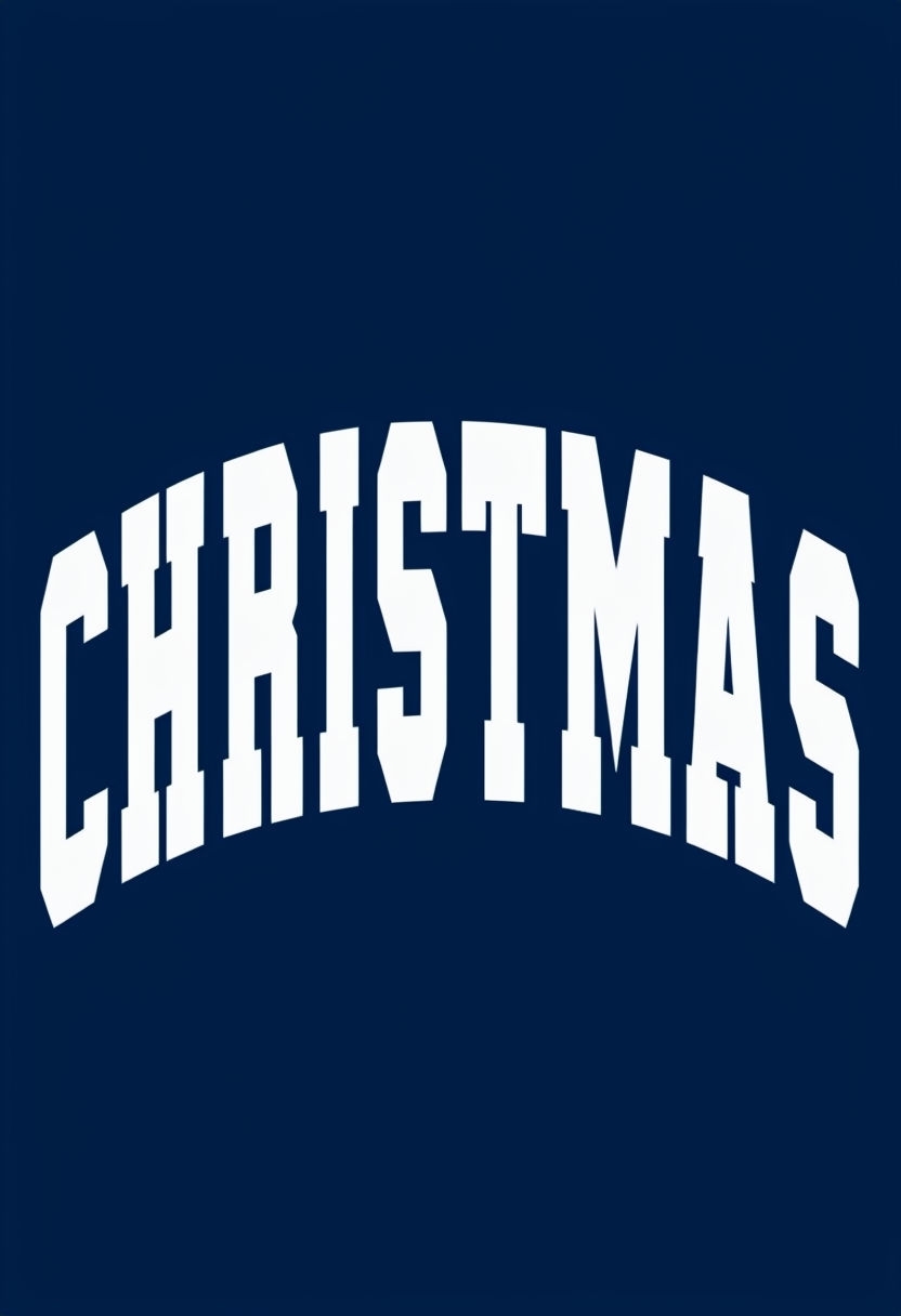 Bold College-Style Christmas Text on Navy Background T-Shirt