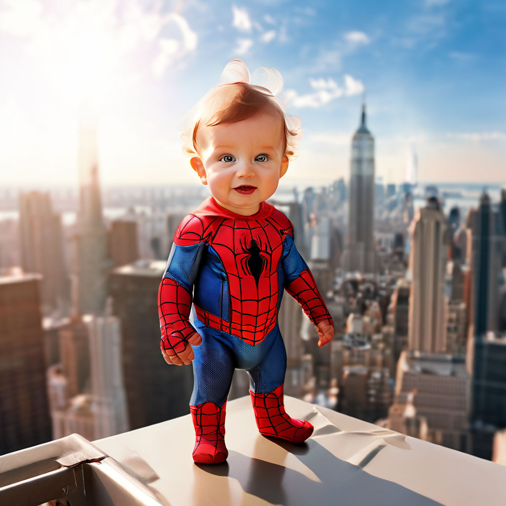 cute baby in spiderman costume