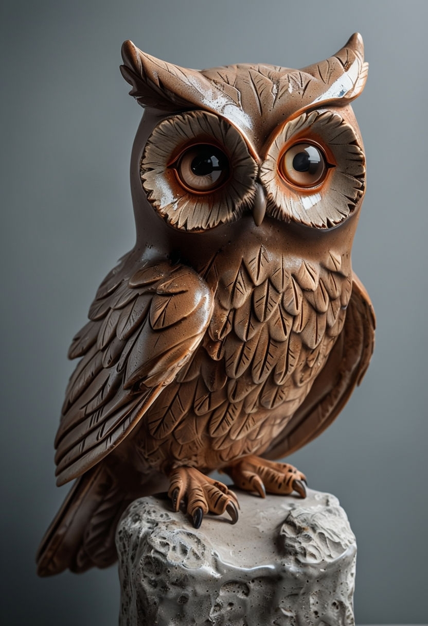 Whimsical Ceramic Owl Sculpture Photography Art