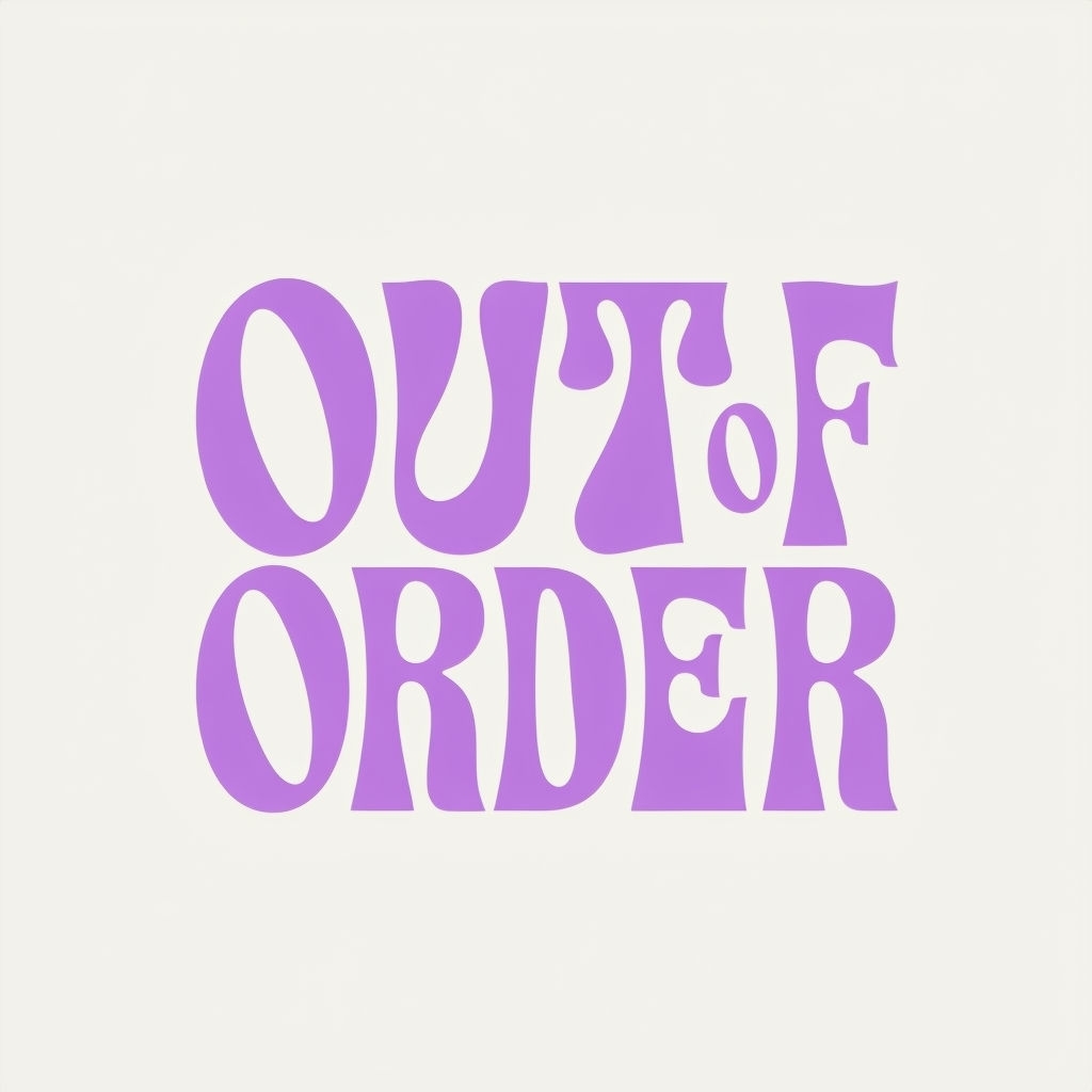 Playful Lavender 'Out of Order' Typography Sticker