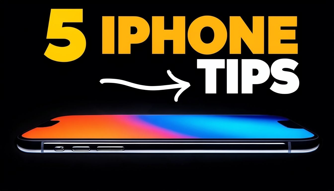 Vibrant iPhone Tips Graphic with Bold Text and Modern Design Social Media Post