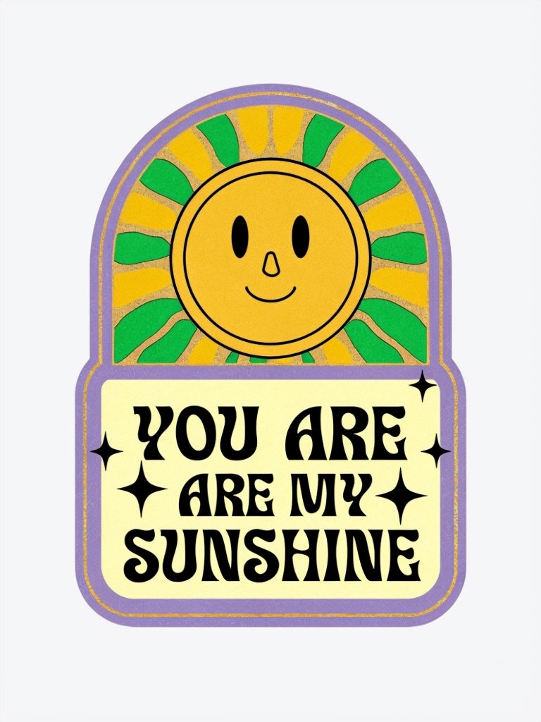Cheerful Retro You Are My Sunshine Badge T-Shirt