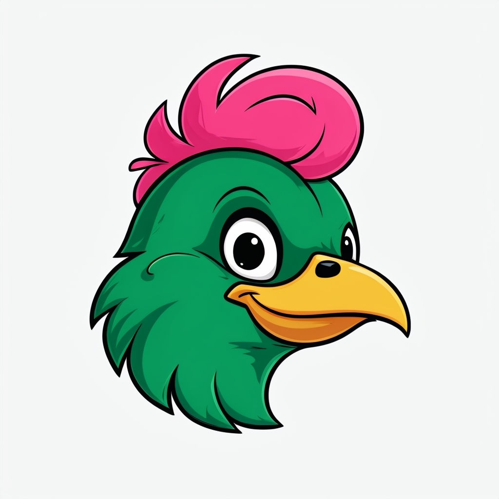 Playful Cartoon Bird Head Illustration Sticker