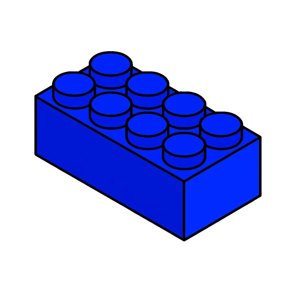 Bright Blue LEGO Brick Minimalist Illustration Sticker