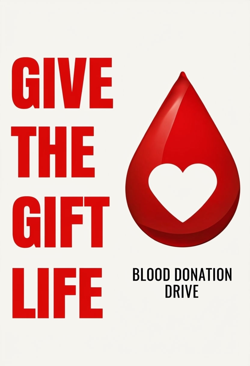 Give the Gift of Life Blood Donation Drive Poster
