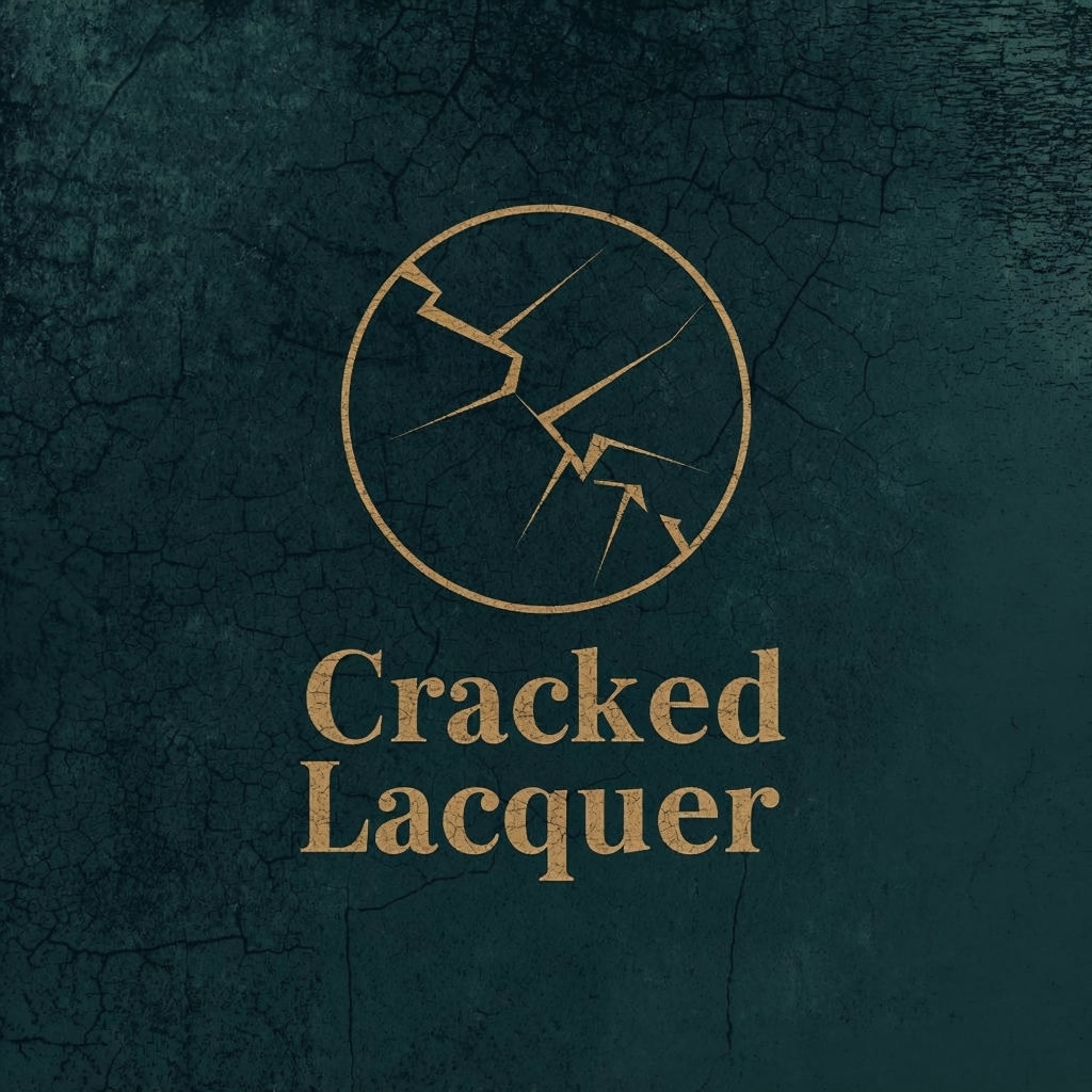 Minimalist Japandi Cracked Lacquer Logo Design in Deep Teal Logo
