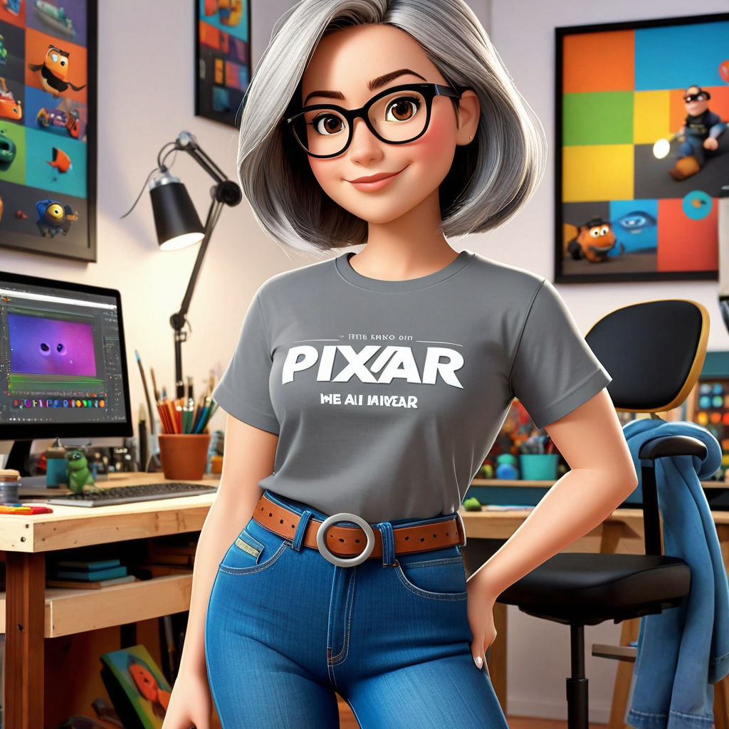 Disney Pixar inspired movie poster. (woman with glasses grey... by ...