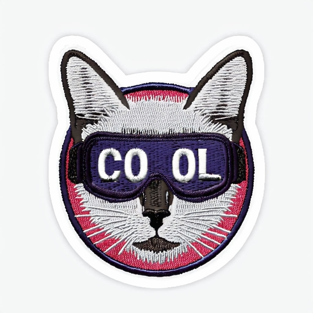 Cool Siamese Cat Sticker with Embroidered Patch Design