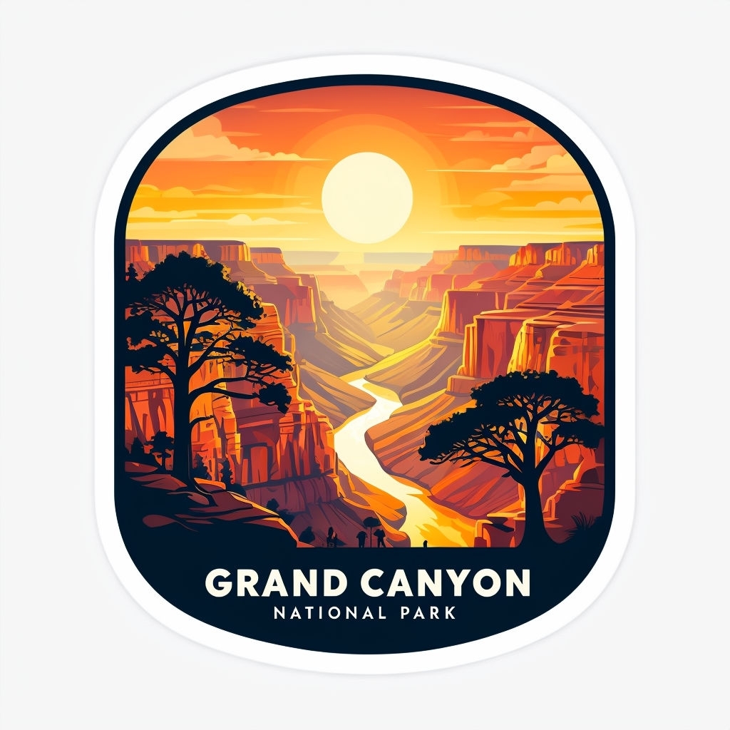 Majestic Grand Canyon National Park Sunset Illustration Sticker