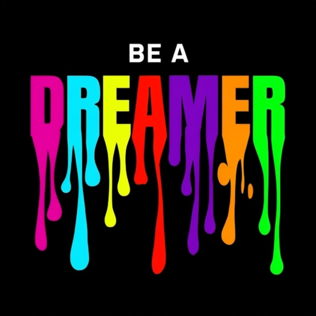Be a Dreamer Colorful Dripping Text Motivational T-Shirt