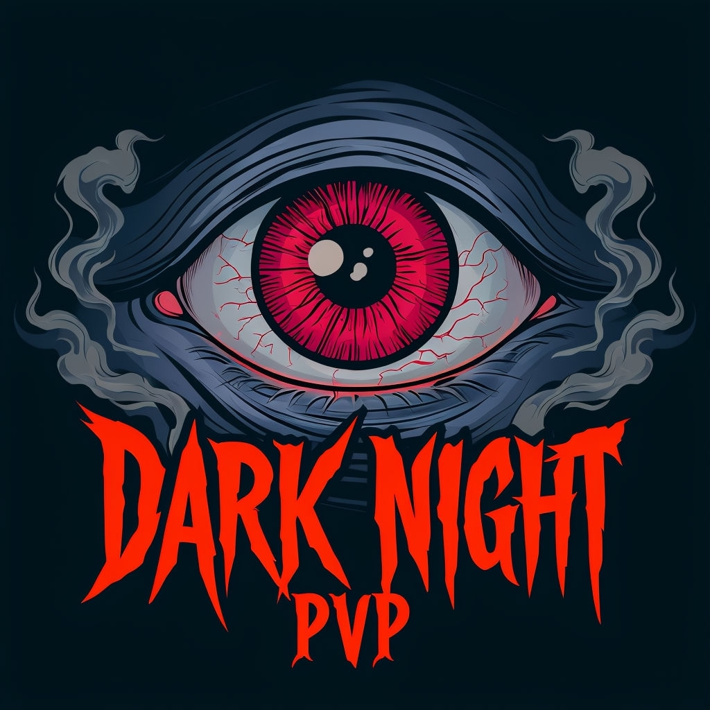 Eerie Crimson Eye with Dark Night Text Horror T-Shirt