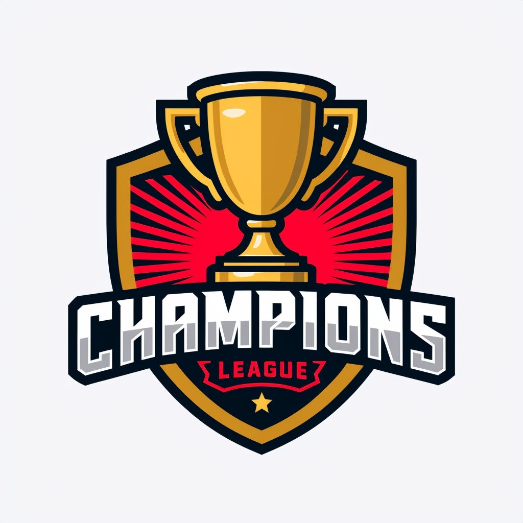 Bold Golden Trophy Champions League Emblem Logo