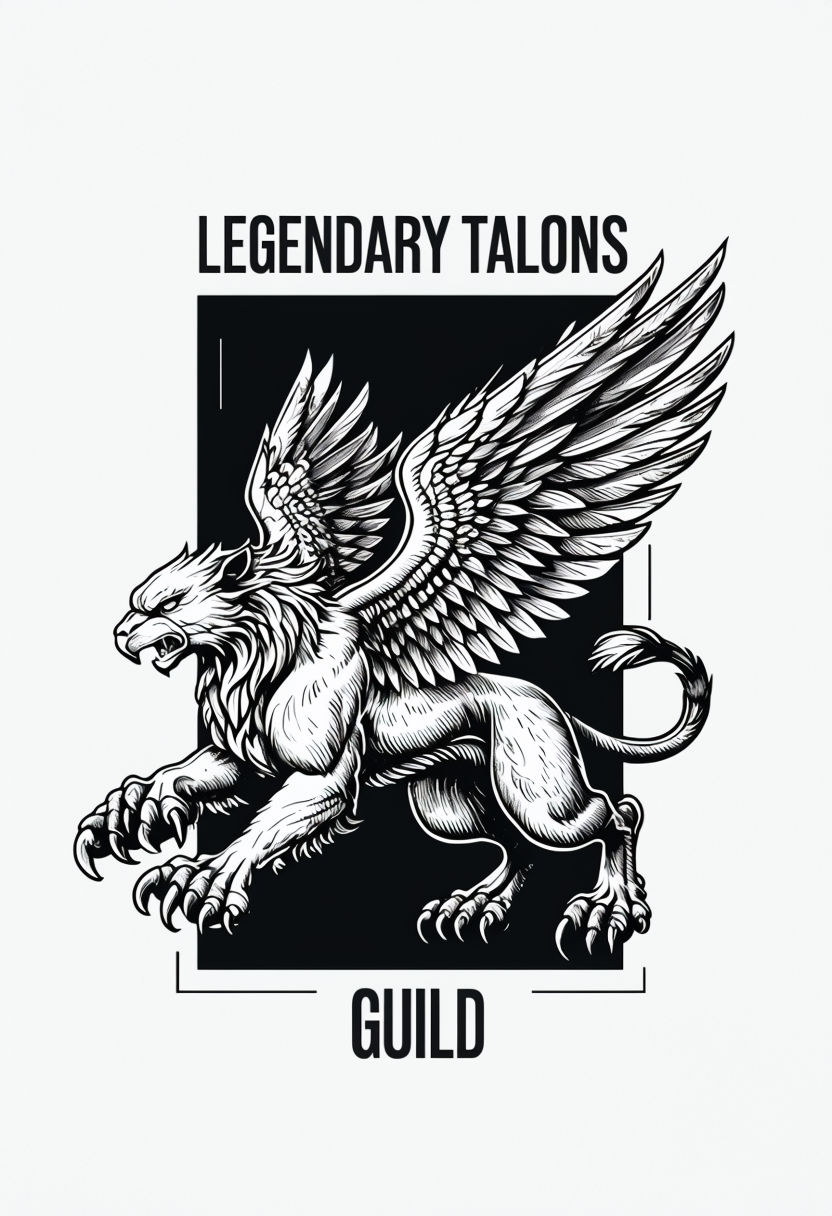 Powerful Griffin Illustration with Legendary Talons Text T-Shirt