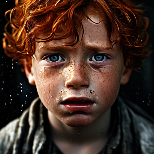 Crying boy with ginger hair and freckles by Caz o Caz - Playground