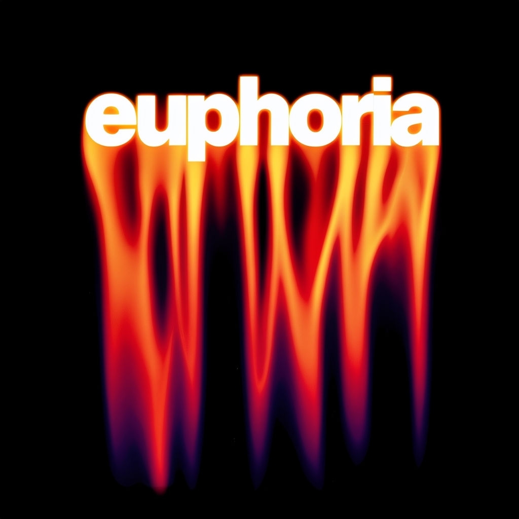 Euphoria in Bold Flame Colors on Black Background Album Cover