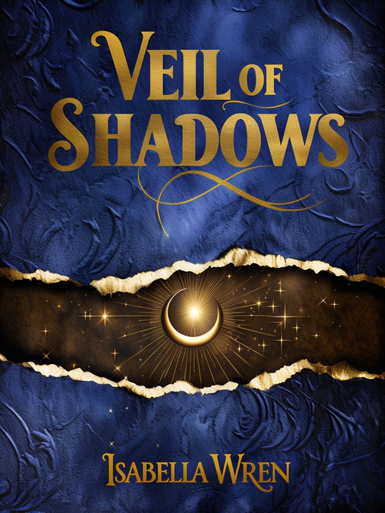 Veil of Shadows Elegant Book Cover with Celestial Elements EBook Cover