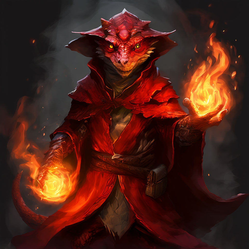 Small kobold draconic ancestry sorcerer. fire magic. red sca... by Joey ...