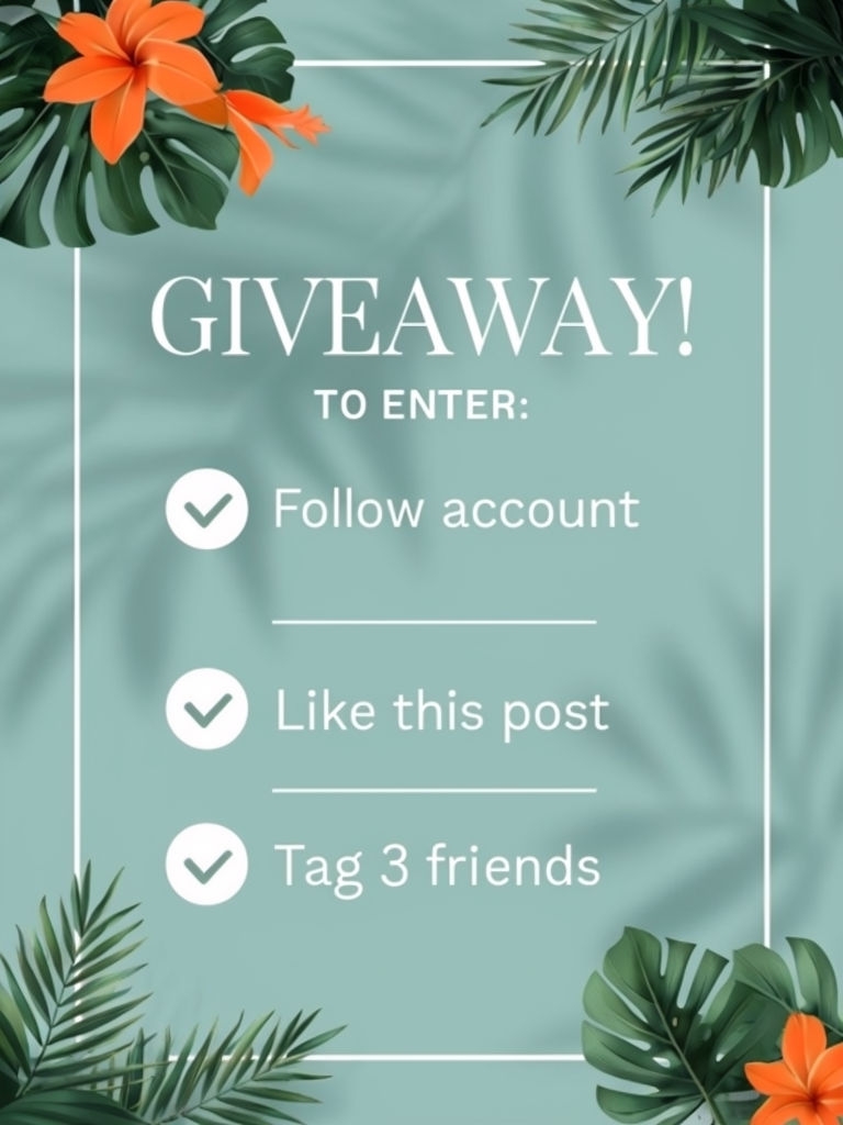 Vibrant Tropical Giveaway Promotion Digital Poster