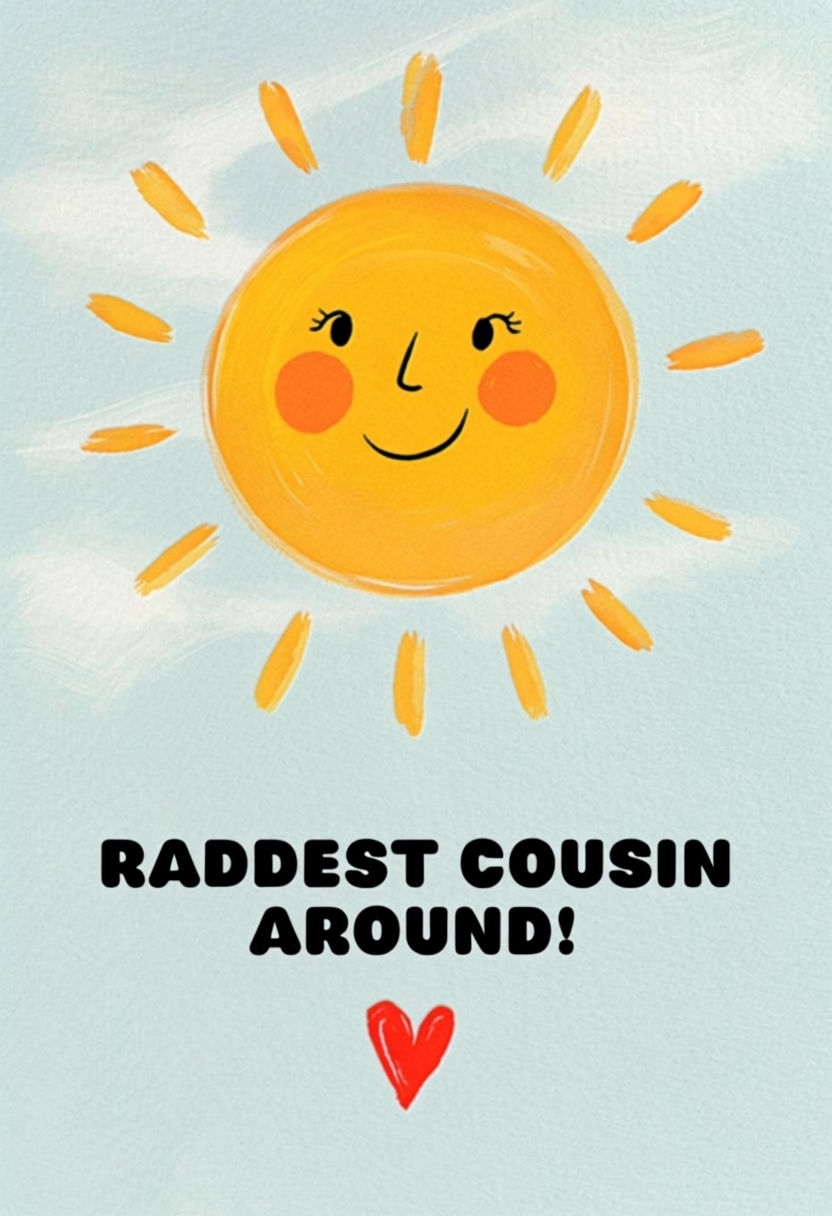 Cheerful Cartoon Sun Illustration with Joyful Message Card