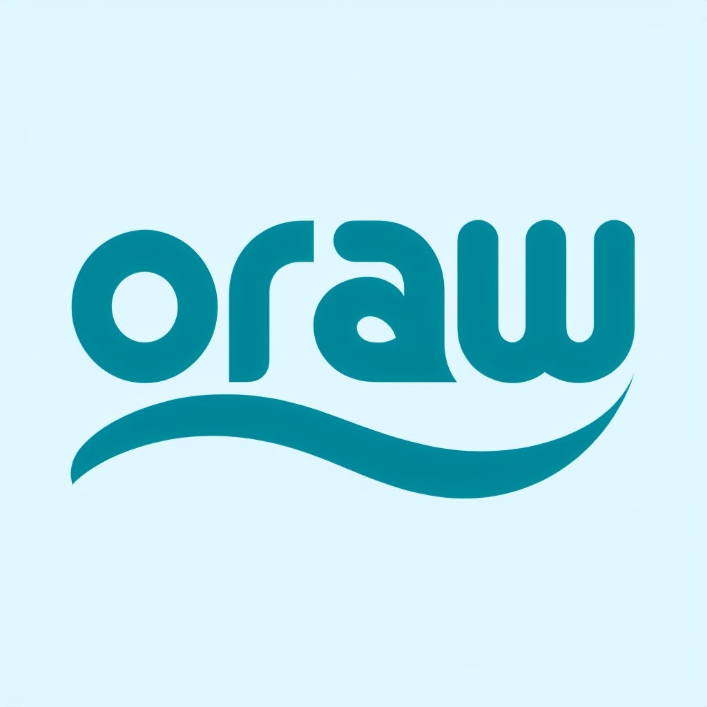 Modern Teal "oraw" Logo with Fluid Wave Design for Branding Logo